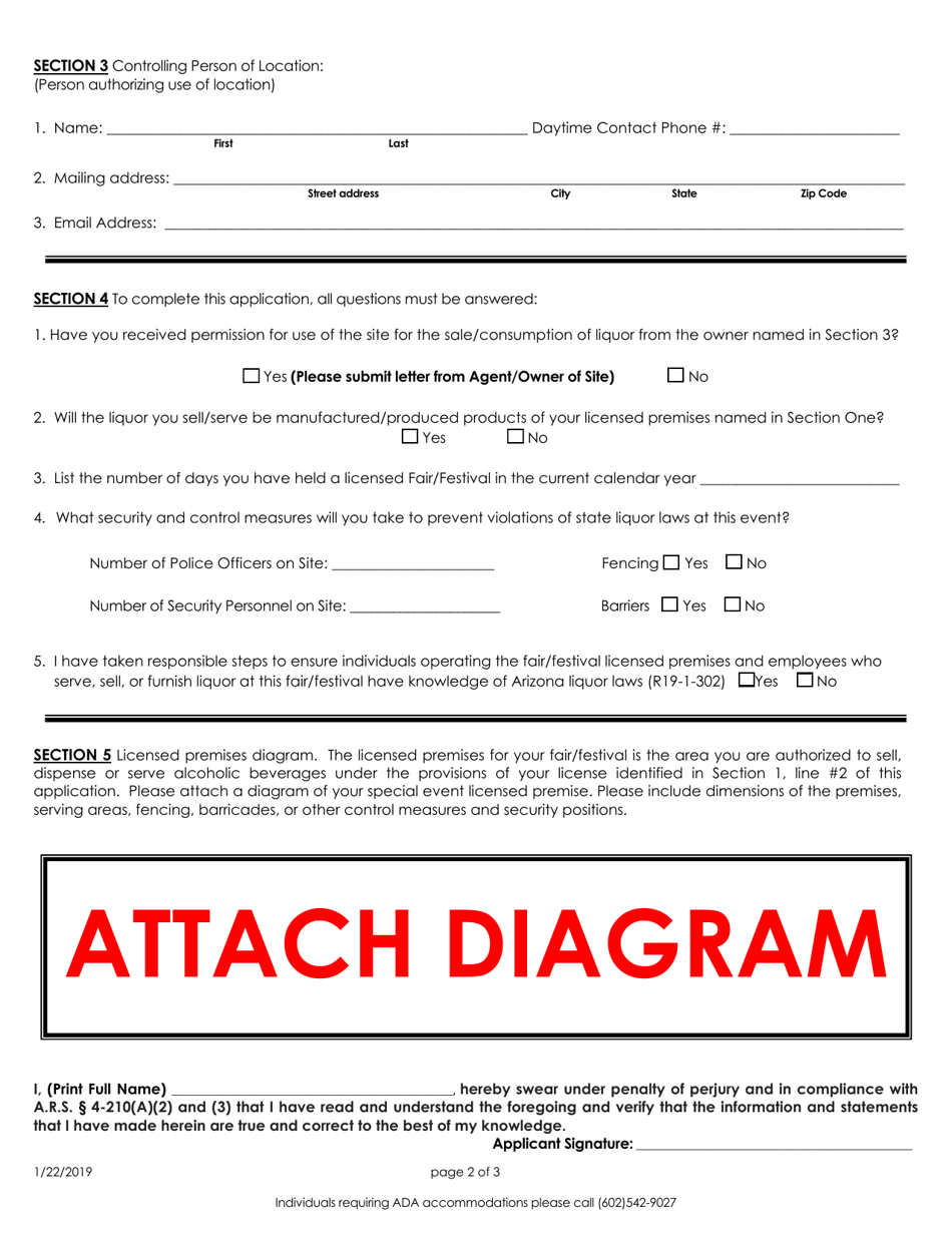 Fair / Festival License Application - Arizona, Page 2