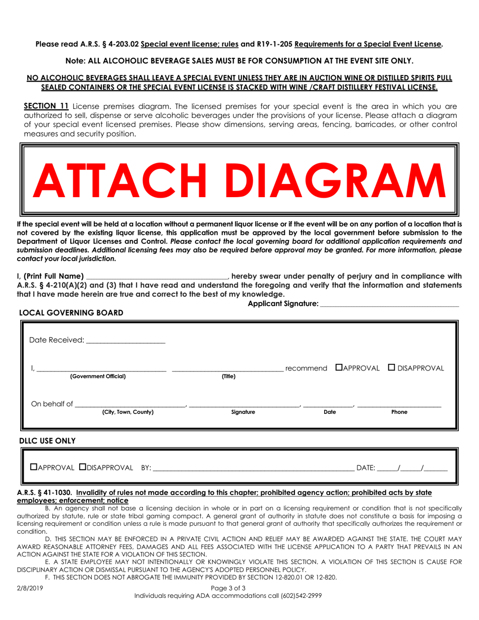 Application for Special Event License - Arizona, Page 3