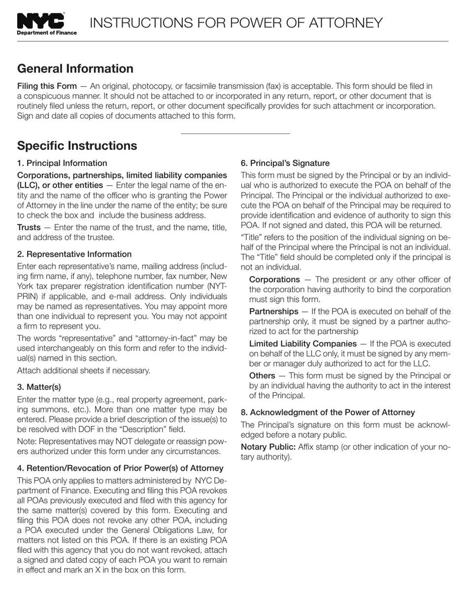 Form POA-2 Power of Attorney - New York City, Page 3