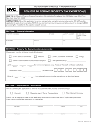 Form EXC-0728 Request to Remove Property Tax Exemption(S) - New York City