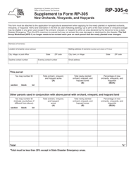 Form RP-305-E Supplement to Form Rp-305 - New Orchards, Vineyards, and Hopyards - New York