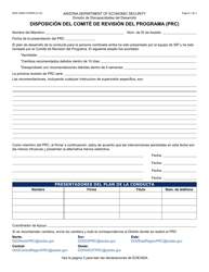 Formulario DDD-1988A FORSPA Disposicion Del Comite De Revision Del Programa (Prc) - Arizona (Spanish)