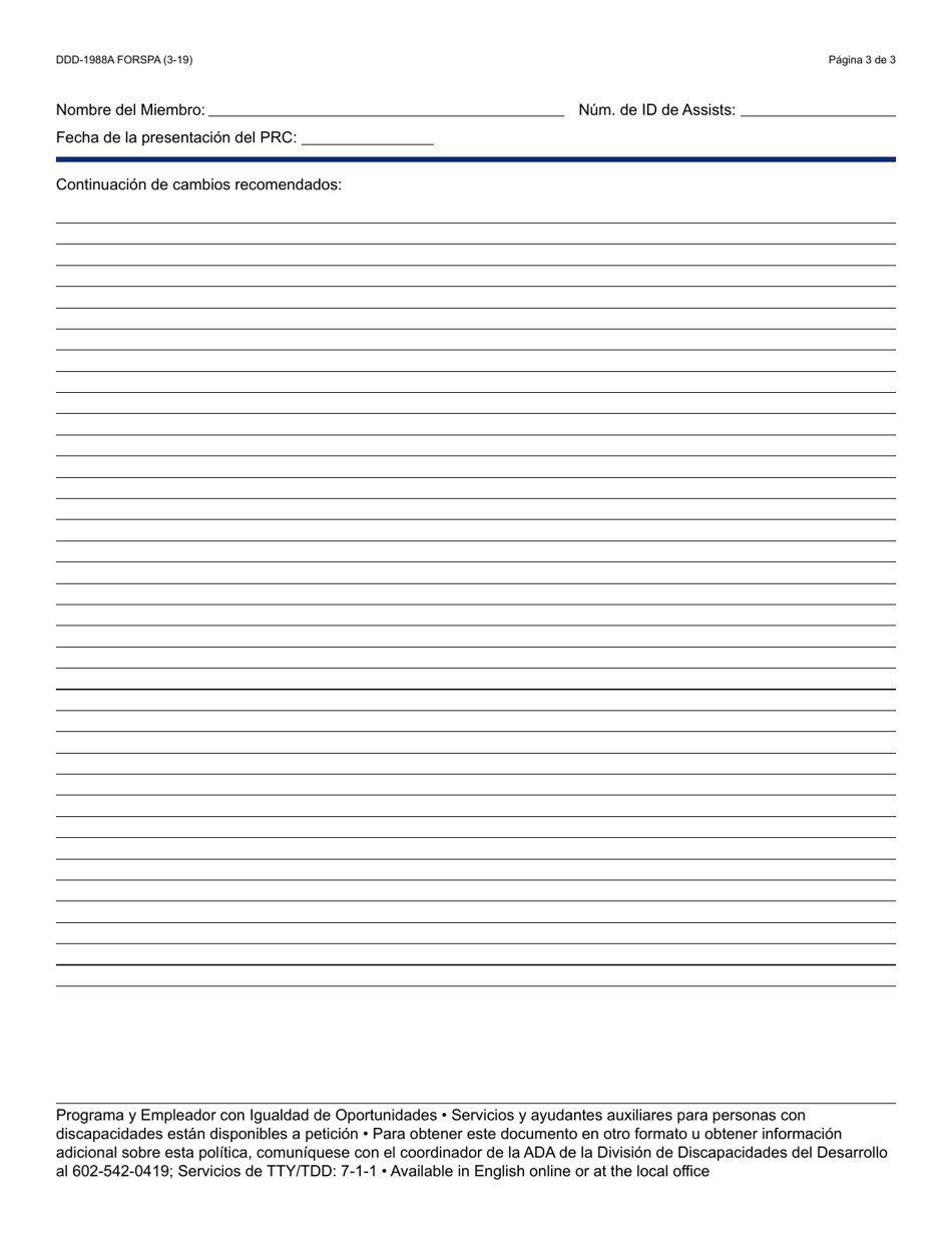 Formulario DDD-1988A FORSPA Disposicion Del Comite De Revision Del Programa (Prc) - Arizona (Spanish), Page 3