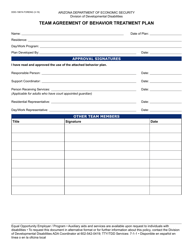 Document preview: Form DDD-1987A Team Agreement of Behavior Treatment Plan - Arizona