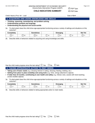 Form GCI-1021C Child Indicators Summary - Arizona, Page 2