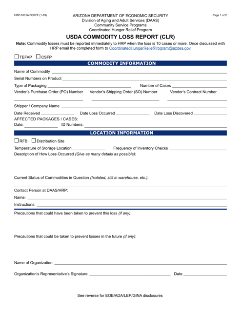 Form HRP-1001A  Printable Pdf