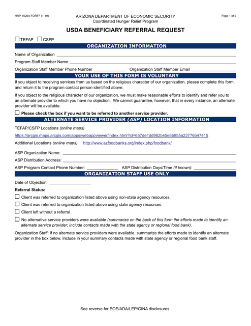 Form HRP-1026A  Printable Pdf