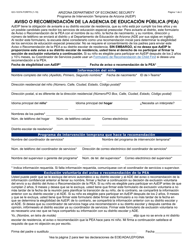 Document preview: Formulario GCI-1037A-S Aviso O Recomendacion De La Agencia De Educacion Publica (Pea) - Arizona (Spanish)