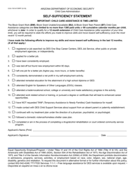 Document preview: Form CCA-1161A Self-sufficiency Statement - Arizona
