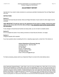 Form UC-522 Adjustment Report - Arizona