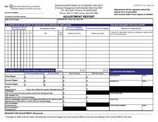 Form UC-522 Adjustment Report - Arizona, Page 2