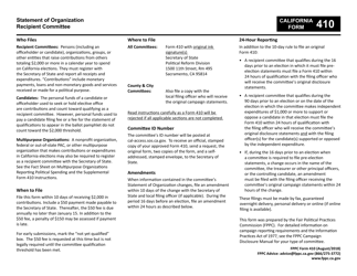 FPPC Form 410 Statement of Organization - California