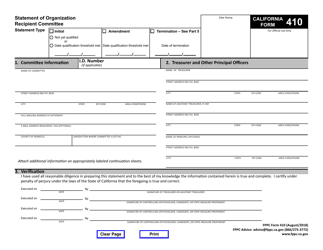 FPPC Form 410 Statement of Organization - California, Page 2