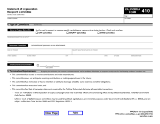 FPPC Form 410 Statement of Organization - California, Page 6