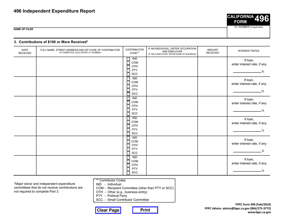 FPPC Form 496 24-hour / 10-day Independent Expenditure Report - California, Page 4