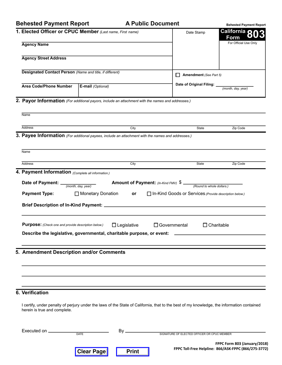 FPPC Form 803 - Fill Out, Sign Online and Download Fillable PDF ...