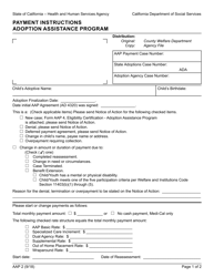 Document preview: Form AAP2 Payment Instructions Adoption Assistance Program - California