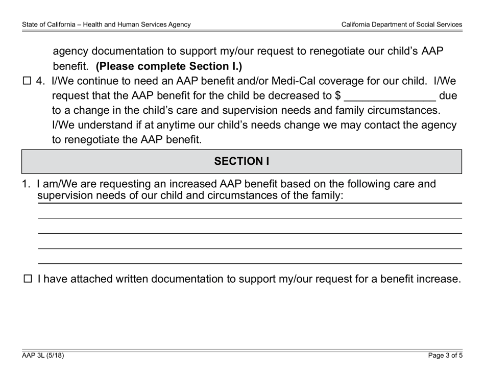 Form AAP3L Reassessment Information - Adoption Assistance Program - California, Page 3