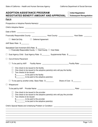 Document preview: Form AAP6 Adoption Assistance Program Negotiated Benefit Amount and Approval - California