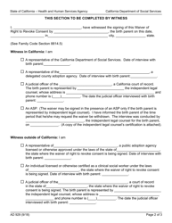 Form AD929 Waiver of Right to Revoke Consent Independent Adoption Program - California, Page 2