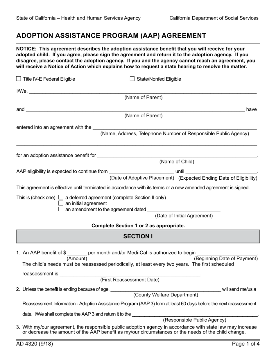 Form AD4320 - Fill Out, Sign Online and Download Fillable PDF ...