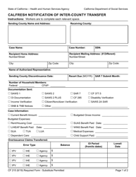 Form CF215 CalFresh Notification of Inter-County Transfer - California