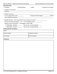 Form CF215 CalFresh Notification of Inter-County Transfer - California, Page 2