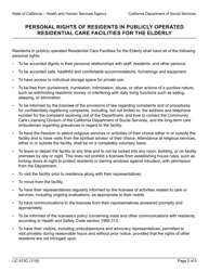 Form LIC613C Personal Rights of Residents in Publicly Operated Residential Care Facilities for the Elderly - California, Page 2
