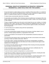 Form LIC613C-2 Personal Rights of Residents in Privately Operated Residential Care Facilities for the Elderly - California, Page 3