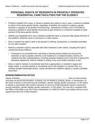 Form LIC613C-2 Personal Rights of Residents in Privately Operated Residential Care Facilities for the Elderly - California, Page 6