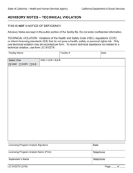 Document preview: Form LIC9102TV Advisory Notes - Technical Violation - California