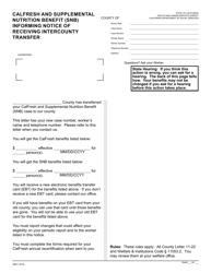 Form SNB7 &quot;CalFresh and Supplemental Nutrition Benefit (Snb) Informing Notice of Receiving Intercounty Transfer&quot; - California