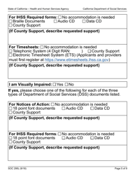 Form SOC295L Application for in-Home Supportive Services - California, Page 5