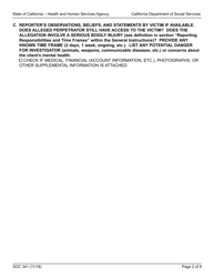 Form SOC341 Report of Suspected Dependent Adult/Elder Abuse - California, Page 2