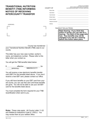 Form TNB7 &quot;Transitional Nutrition Benefit (Tnb) Informing Notice of Receiving Intercounty Transfer&quot; - California