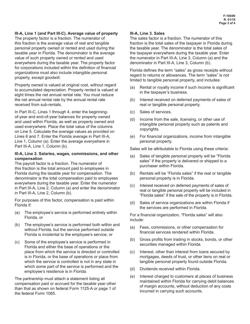 Form F-1065 Florida Partnership Information Return - Florida, Page 5
