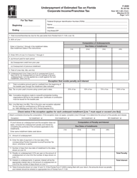 Form F-2220 Underpayment of Estimated Tax on Florida Corporate Income/Franchise Tax - Florida