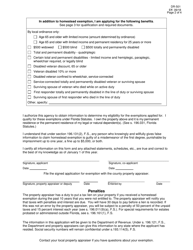 Form DR-501 Original Application for Homestead and Related Tax Exemptions - Florida, Page 2