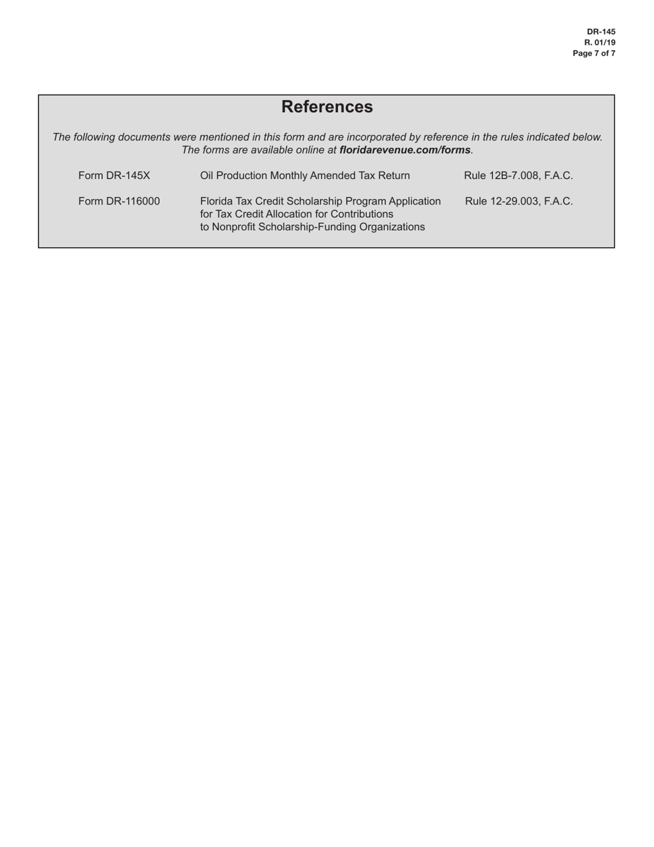 Form DR-145 Oil Production Monthly Tax Return - Florida, Page 7