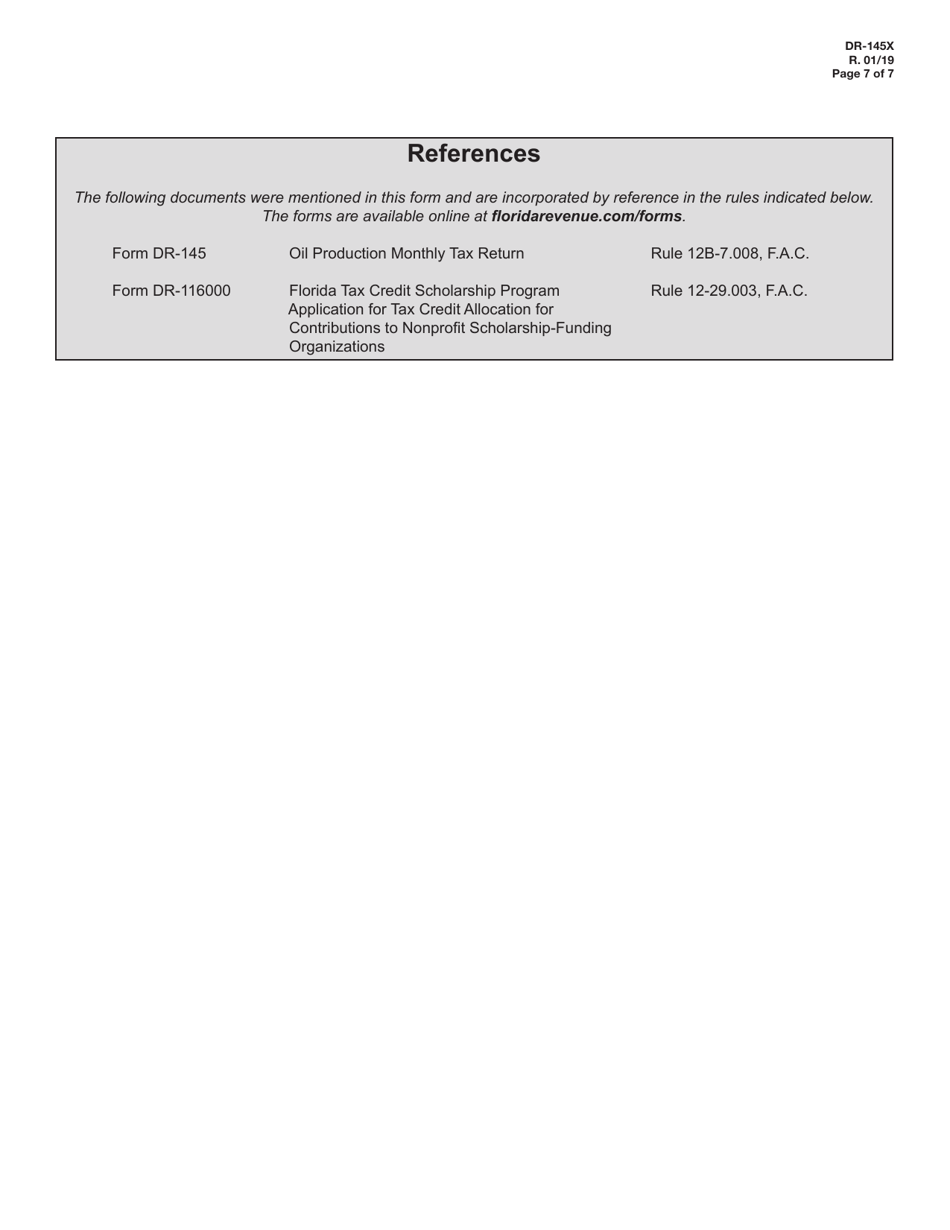 Form DR-145X Oil Production Monthly Amended Tax Return - Florida, Page 7