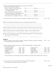 Form C101 Minnesota Business Activity Questionnaire - Minnesota, Page 2