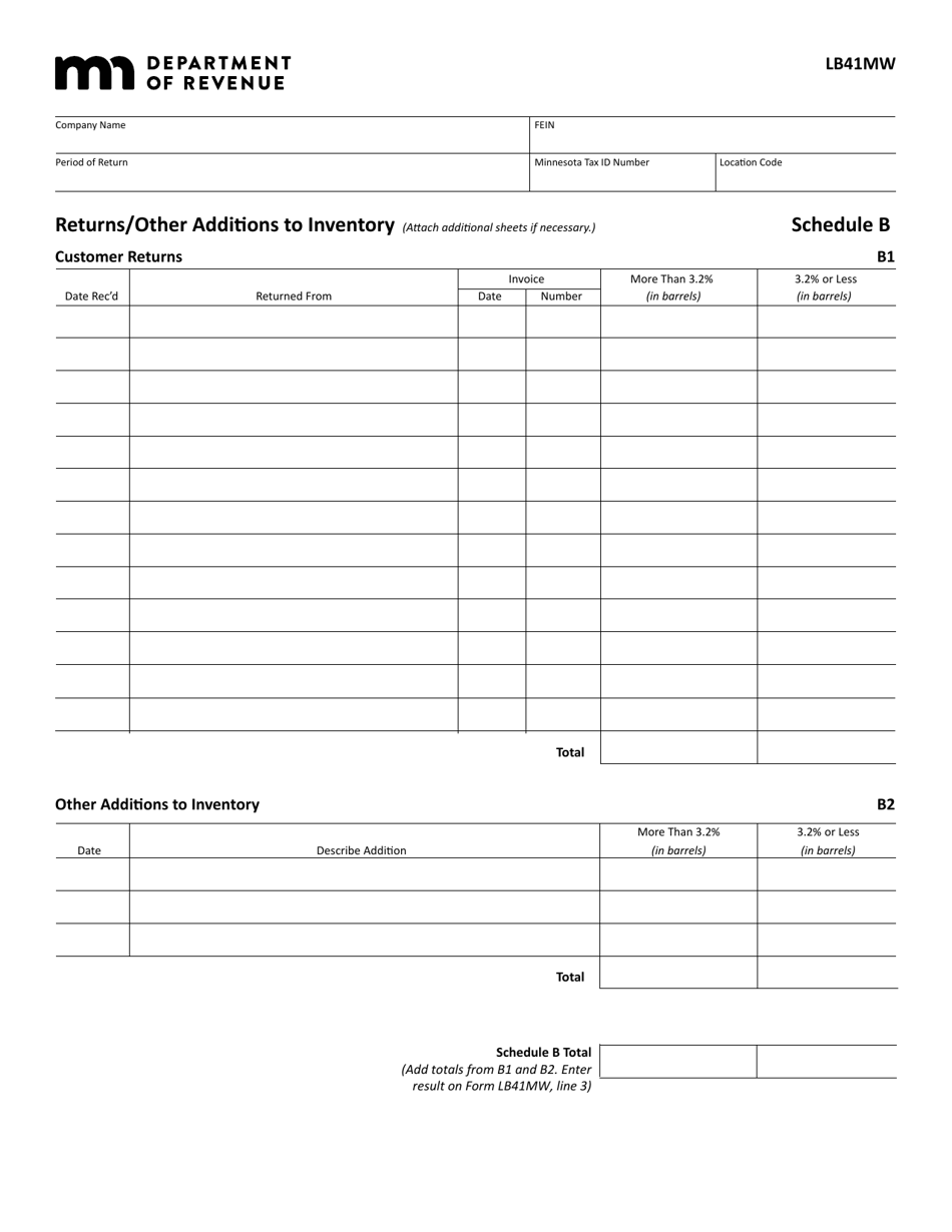 Form LB41MW Manufacturers Minnesota Warehouse Report - Minnesota, Page 3