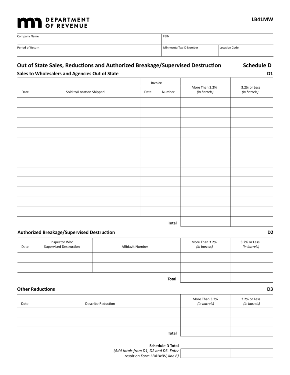 Form LB41MW Manufacturers Minnesota Warehouse Report - Minnesota, Page 5