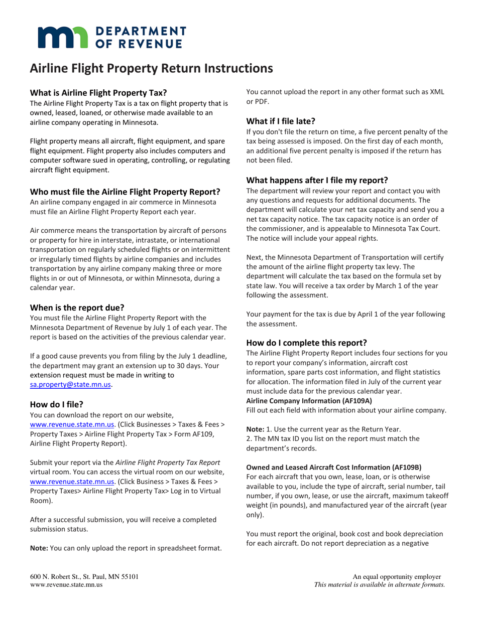 Download Instructions for Airline Flight Property Return PDF