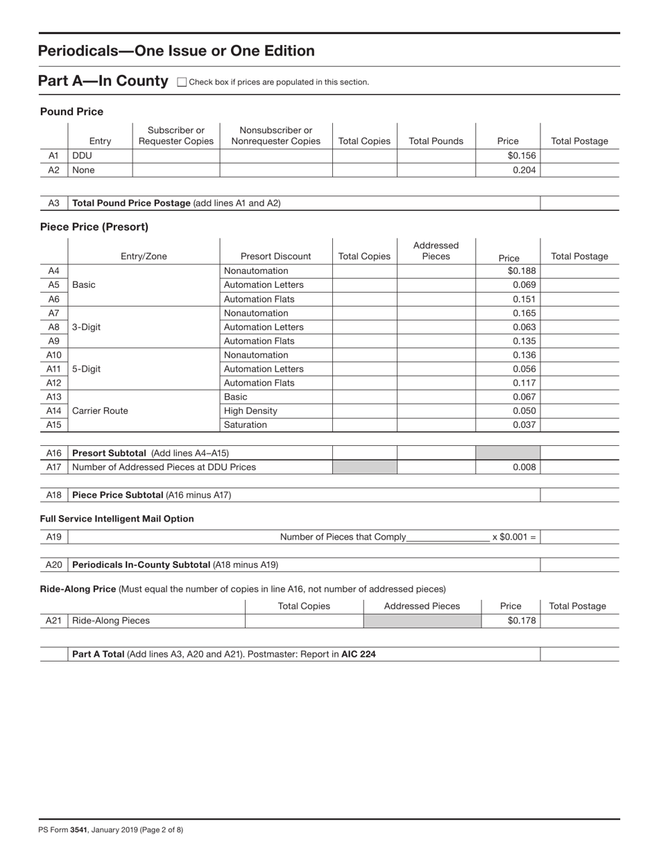 Ps Form 3541 Fill Out Sign Online And Download Printable Pdf Templateroller 8005