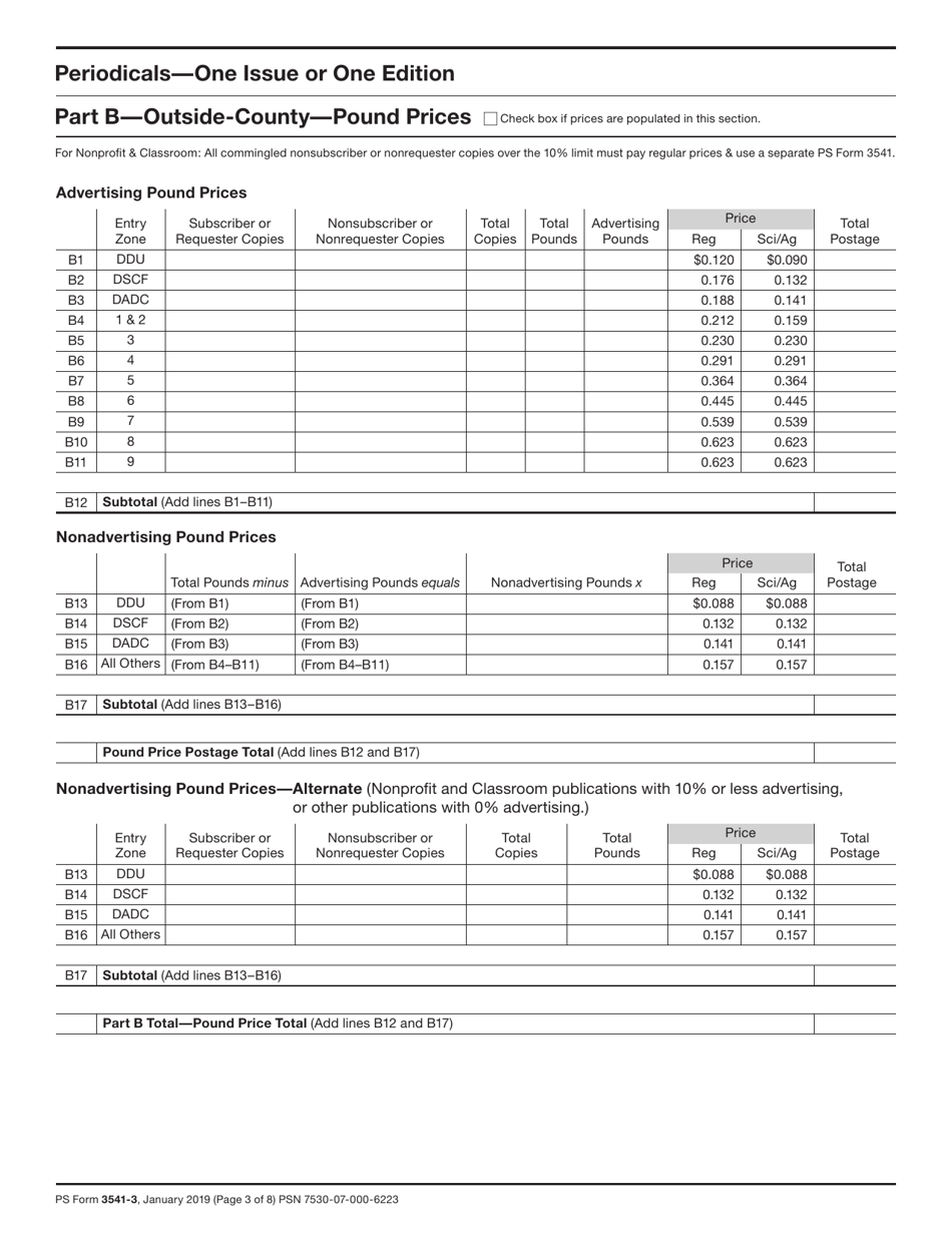 PS Form 3541 Postage Statement - Periodicals, Page 3