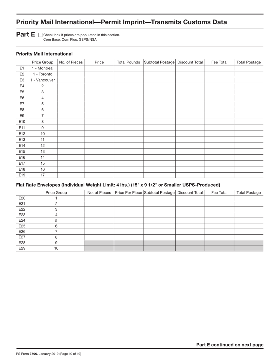 PS Form 3700 Postage Statement - International Mail, Page 10