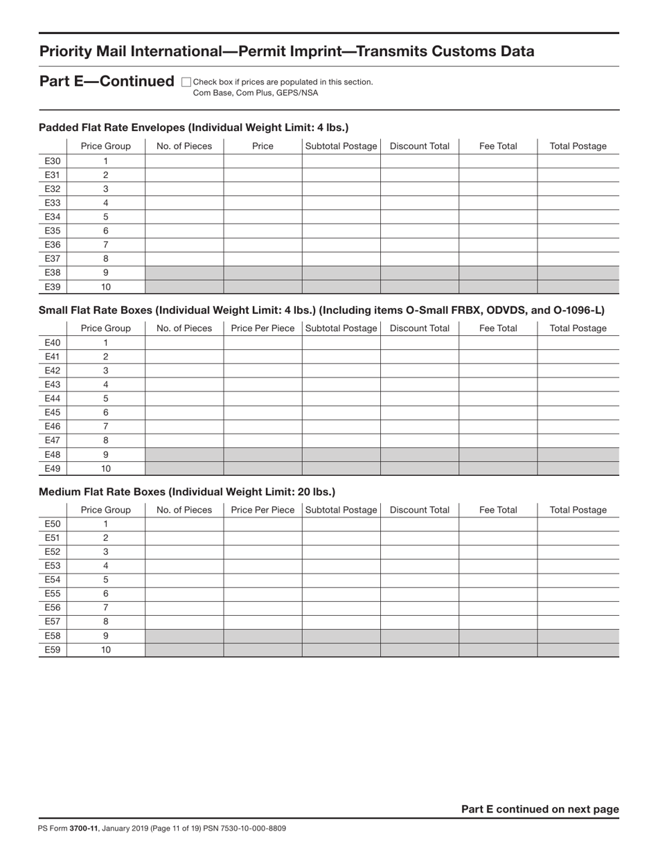 PS Form 3700 Postage Statement - International Mail, Page 11