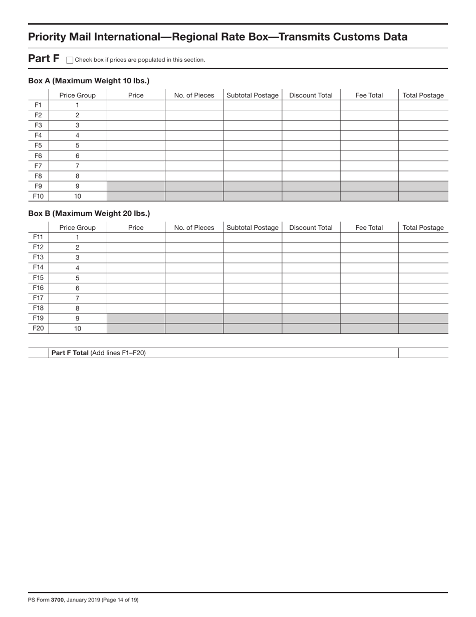 PS Form 3700 Postage Statement - International Mail, Page 14