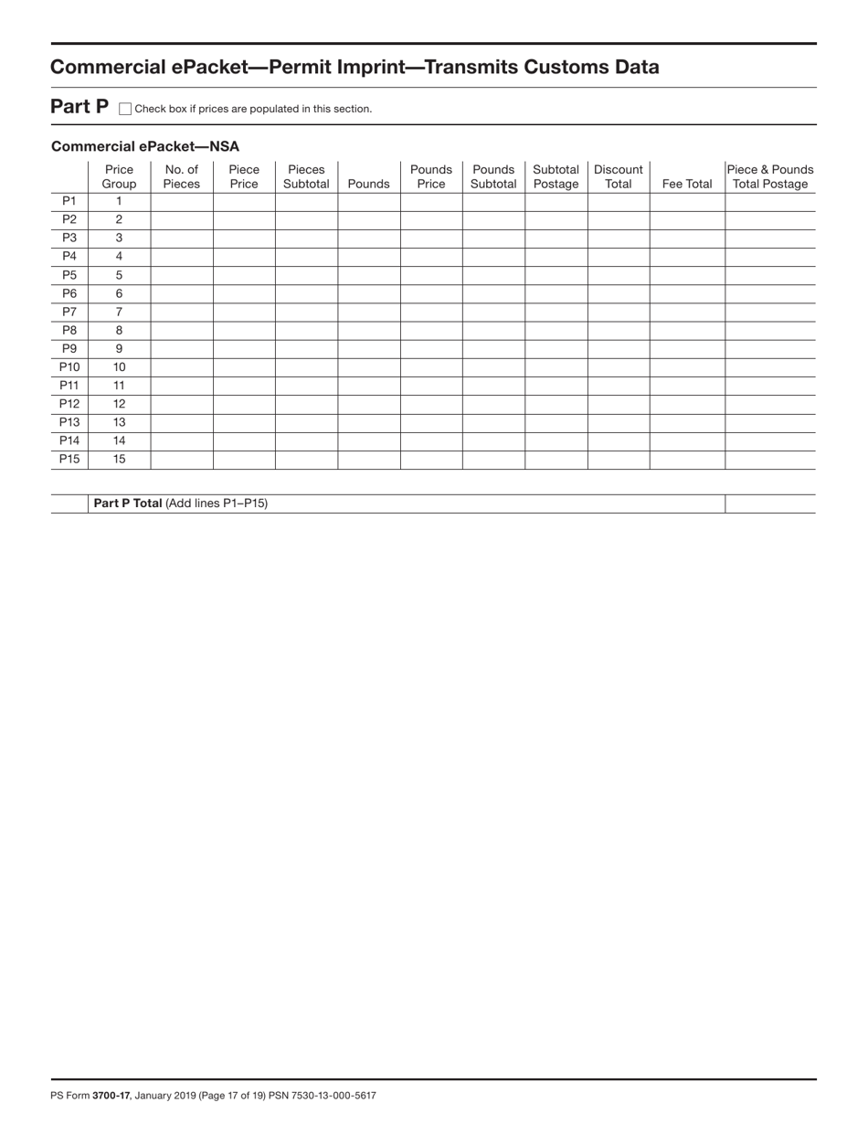 PS Form 3700 Postage Statement - International Mail, Page 17